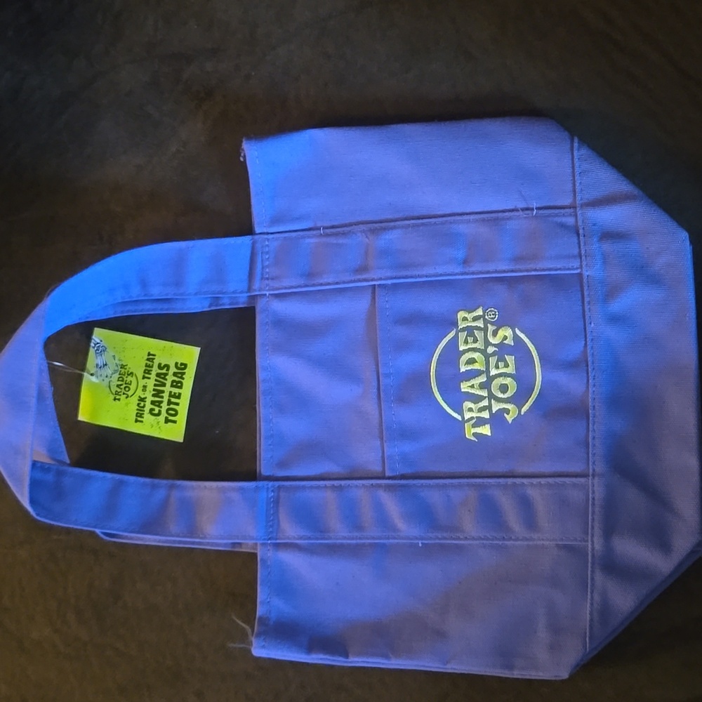 2025 Trick Or Treat Trader Joes Mini Purple  Canvas Tote Bag